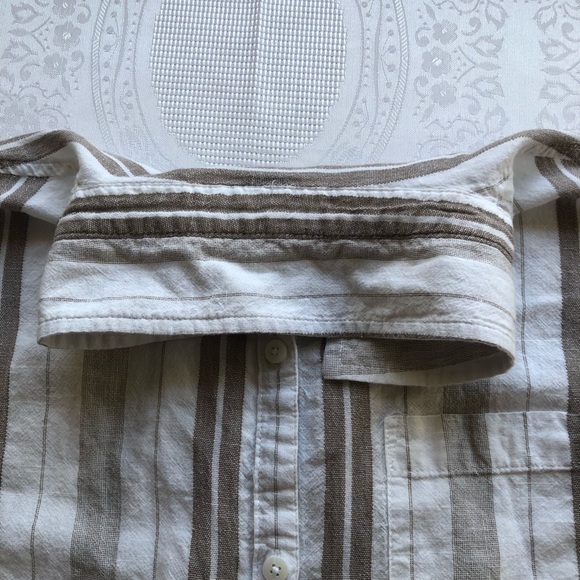 Dash Women’s Size L Tan/White Sleeveless Bohemian Style Blouse Button-Up Shirt - Picture 8 of 16